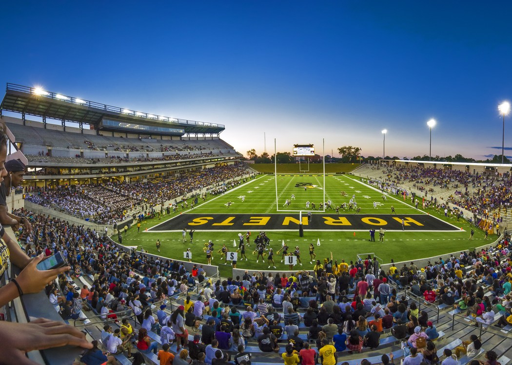 Alabama State Football Stadium with crowds in seats